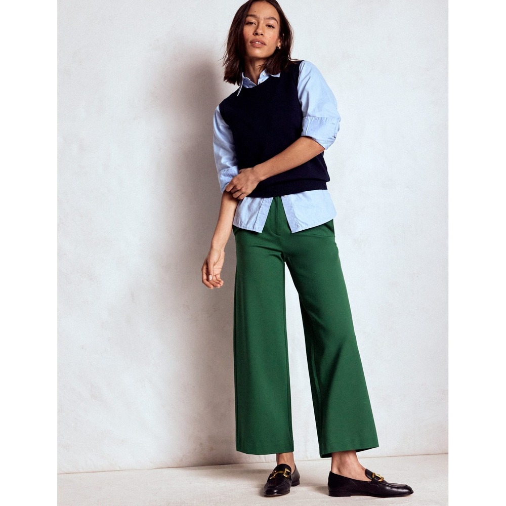NWOT Boden Belgravia Ponte Crop Trousers 6P Hunter Green Preppy Office Travel - Picture 5 of 15